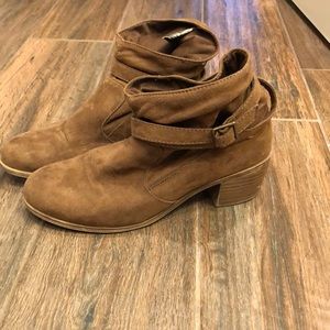 Brown suede ankle boots